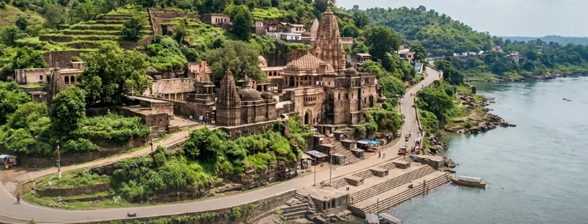 Narmada River ghats in Omkareshwar